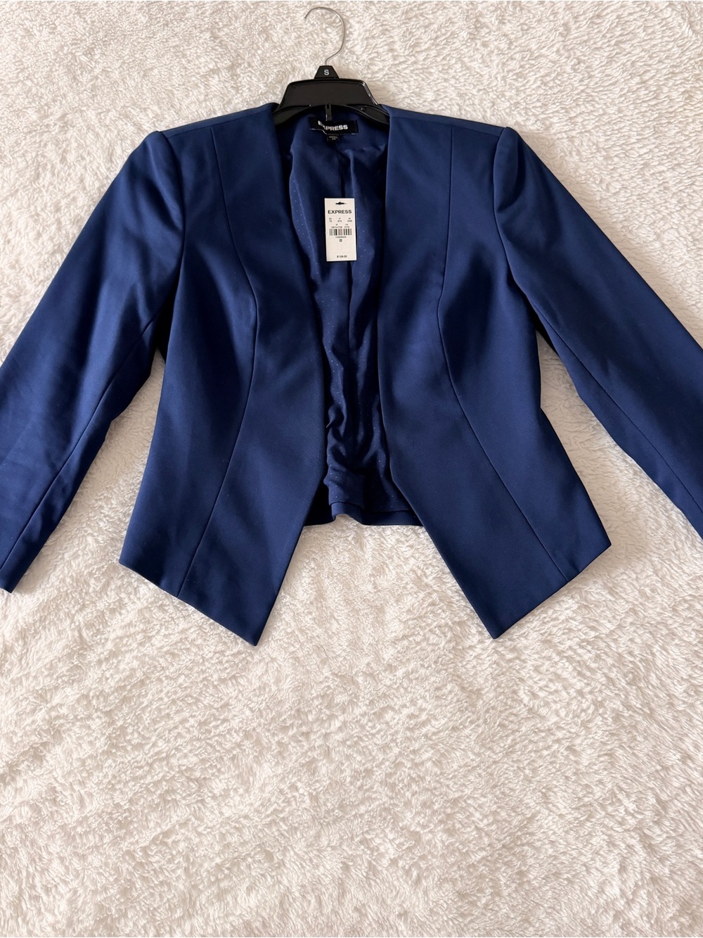 Express Women's Navy Open-Front Cropped Blazer